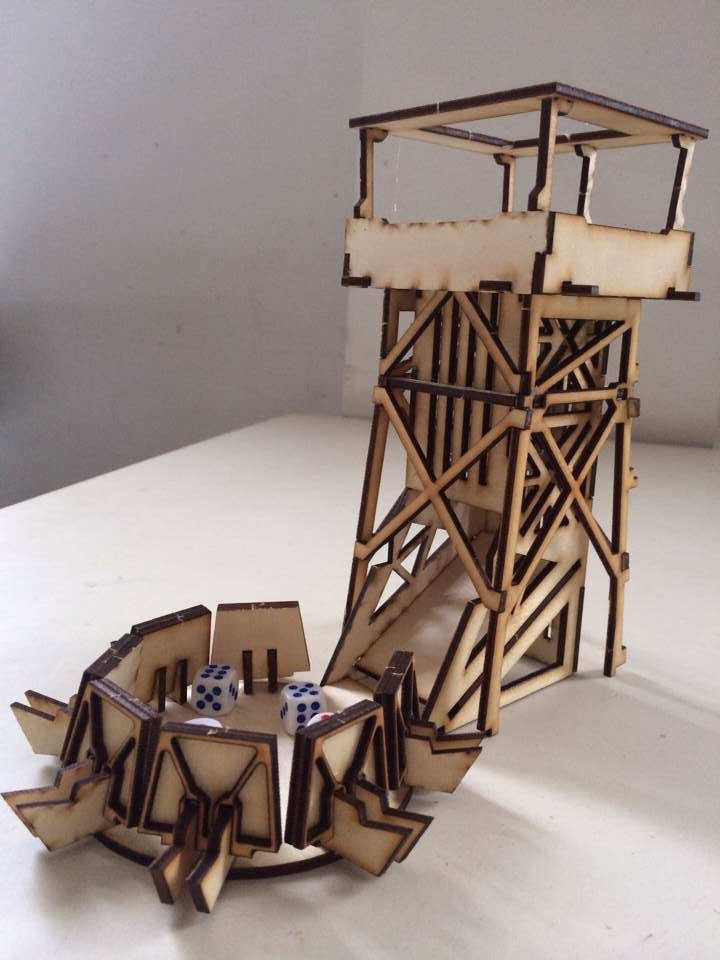 Wooden four-corner tower dice tower