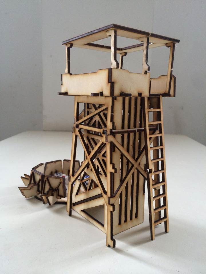 Wooden four-corner tower dice tower
