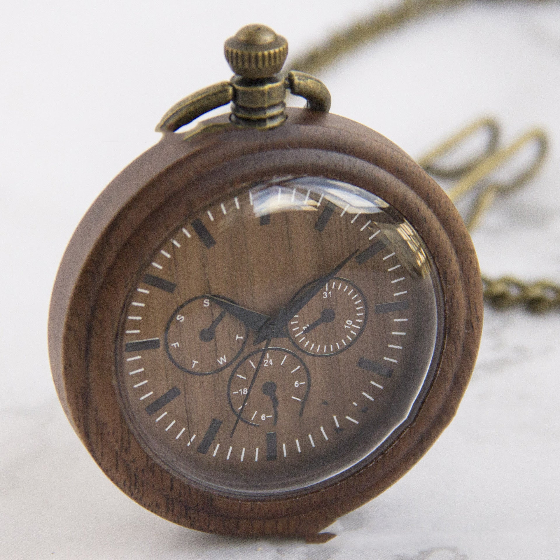 Zebra Wood Retro Back Cover Pocket Watch Commemorative Gift