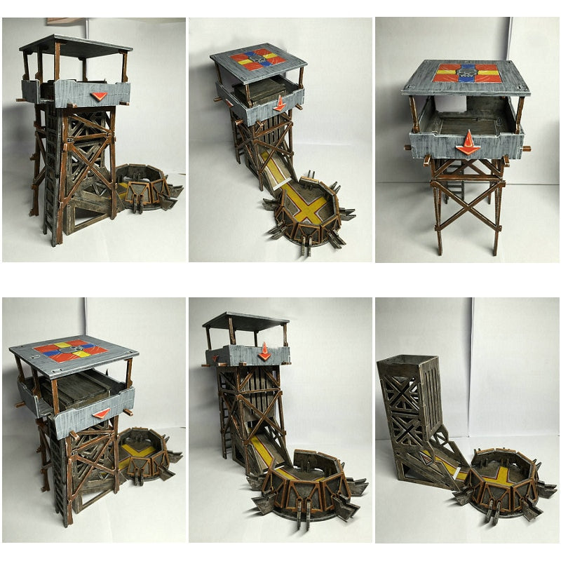 Wooden four-corner tower dice tower