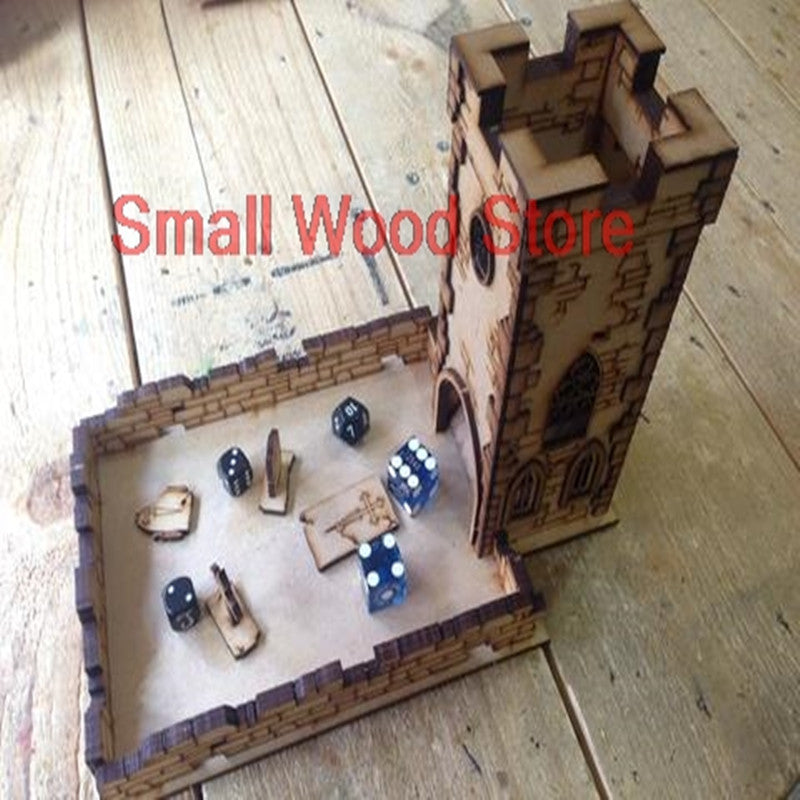 Wooden four-corner tower dice tower
