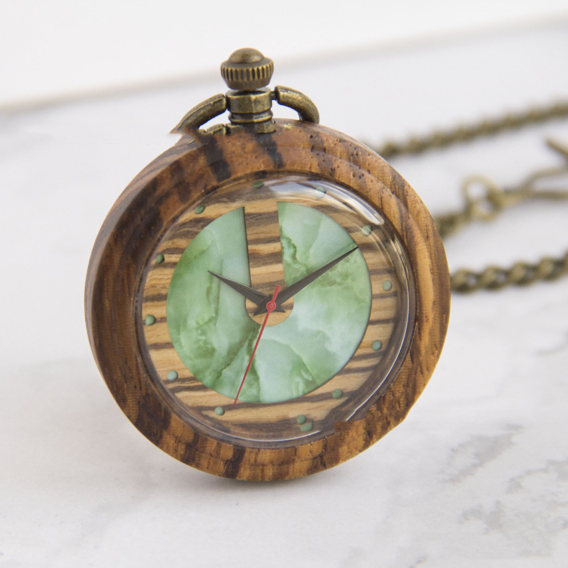 Zebra Wood Retro Back Cover Pocket Watch Commemorative Gift
