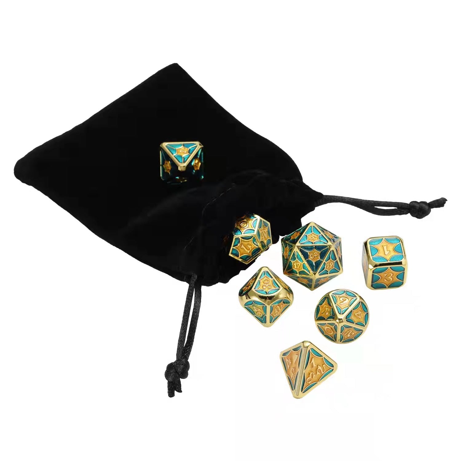 7pcs Set Of Metal Multi-sided Dice Enamel Plating