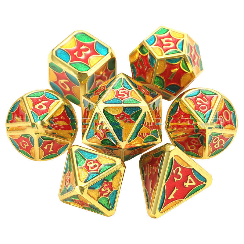 7pcs Set Of Metal Multi-sided Dice Enamel Plating