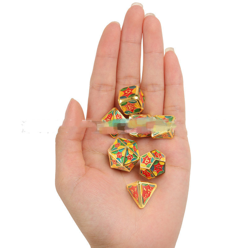 7pcs Set Of Metal Multi-sided Dice Enamel Plating