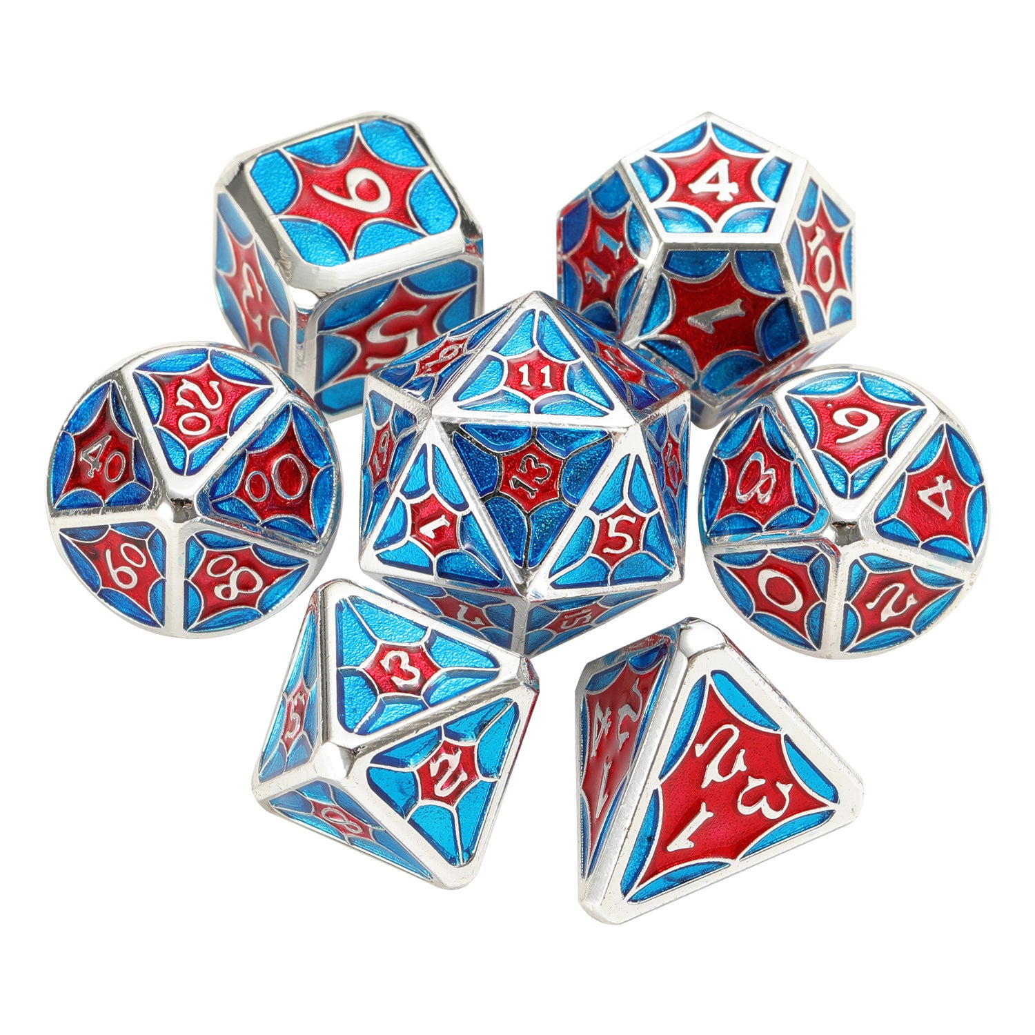 7pcs Set Of Metal Multi-sided Dice Enamel Plating